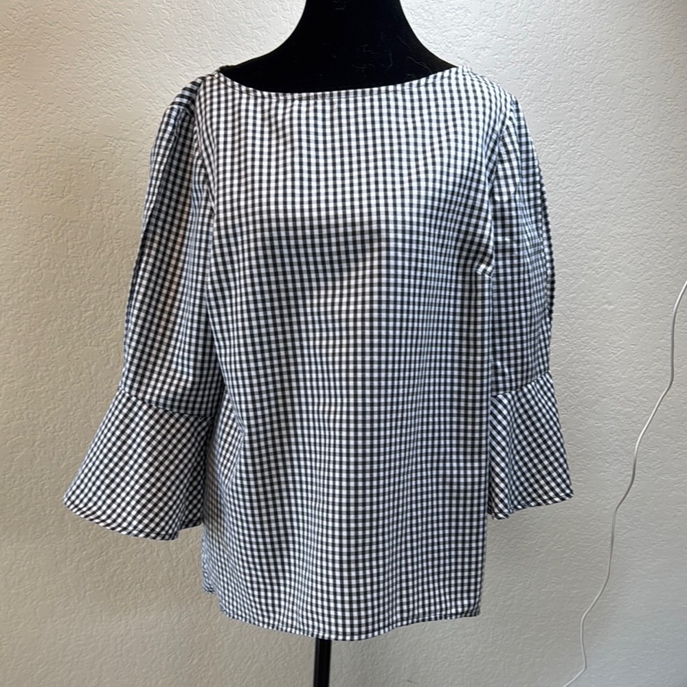 Black and White Gingham Women's Top